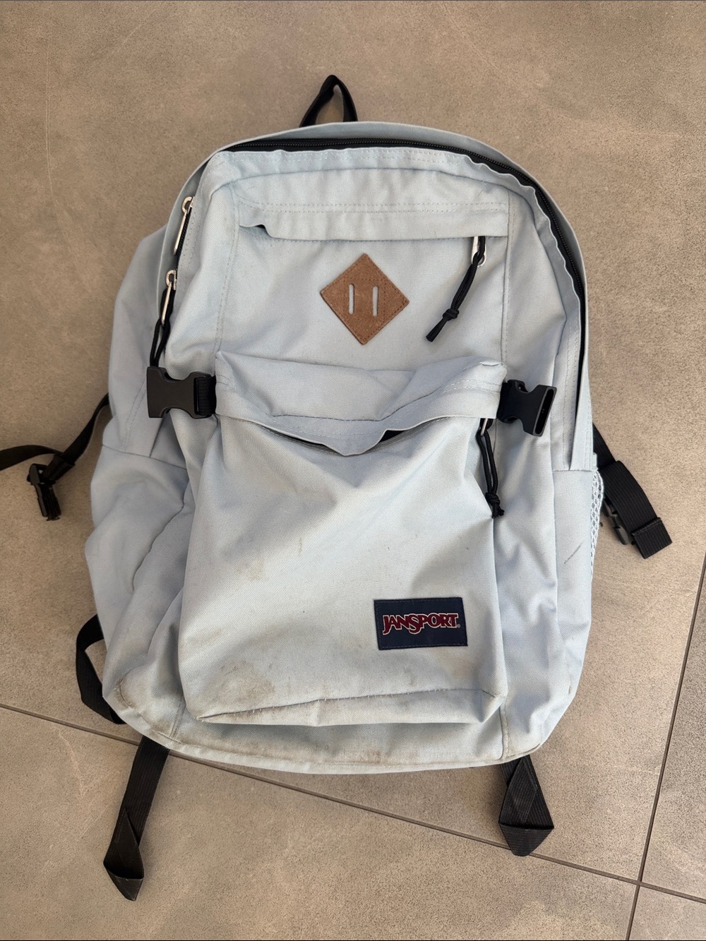 Jansport Light Blue Backpack with Front Pocket